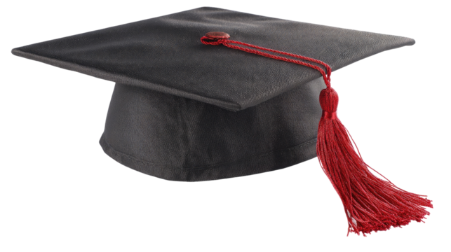 A Classic Graduation Cap with a Bold Red Tassel Resting on Transparent Background

 - Powered by Adobe