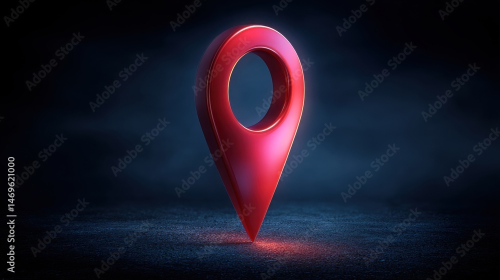 Poster red marker depicting signal-mapped positioning icon concept with focus on structured frameworks and 