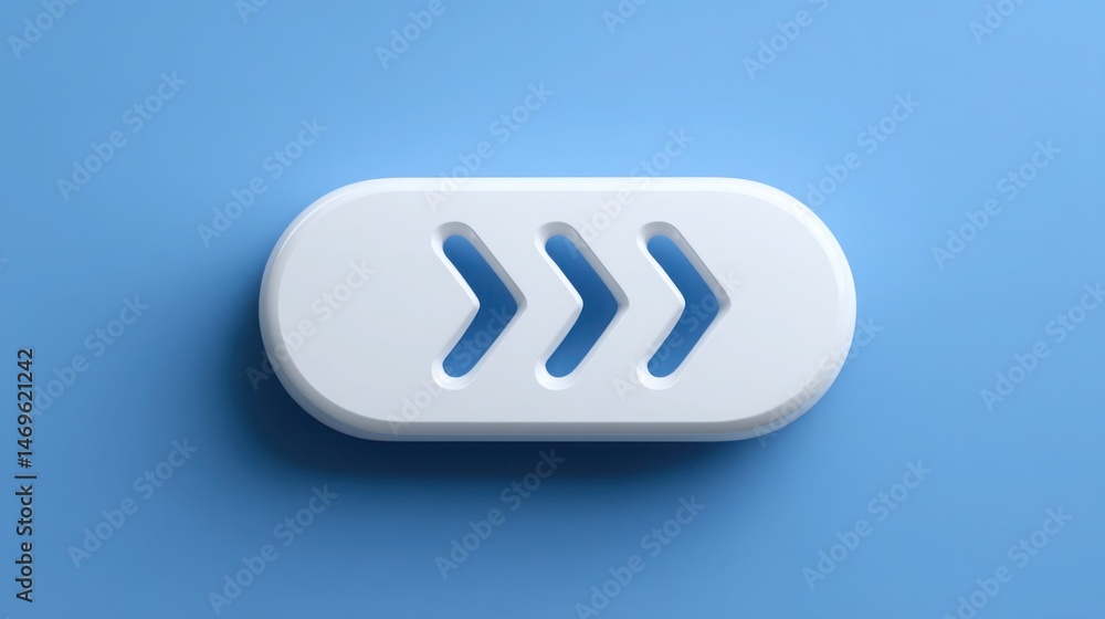Aufkleber clean white arrow icon against a bold blue background representing direction and guidance in digital