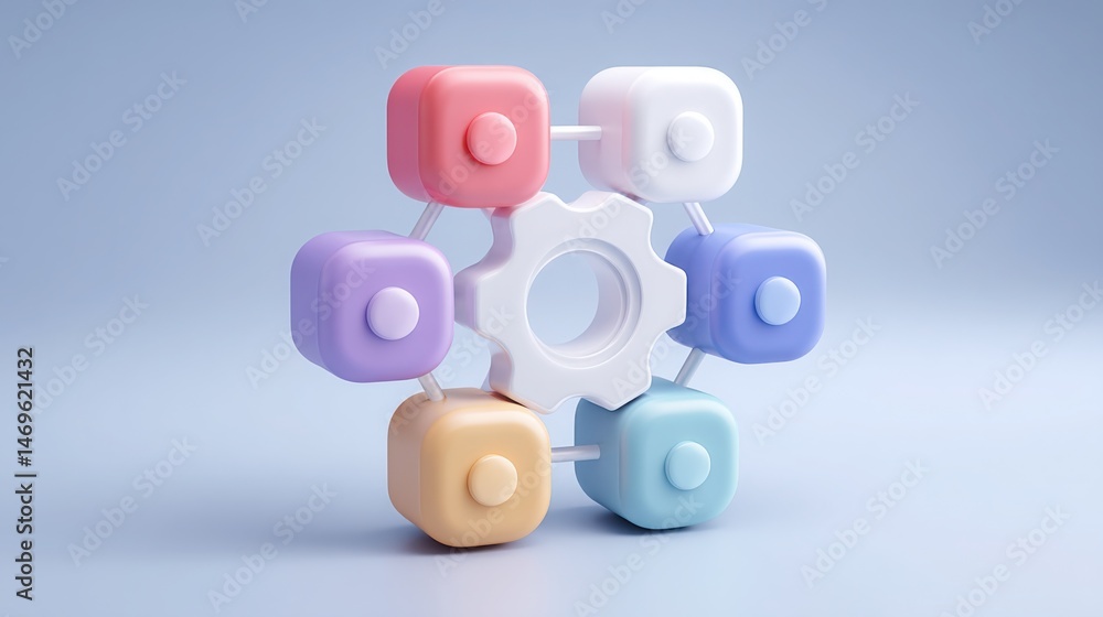 Poster colorful stack of plastic objects showcasing variety and playfulness in design perfect for creative 