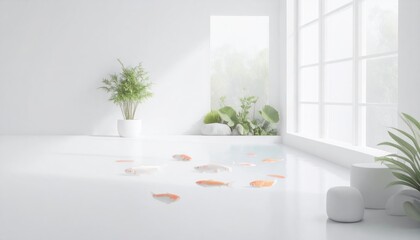 Fish in White Room with Plant