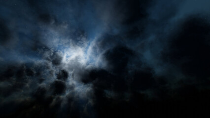 月明かりが雲に遮られた夜の空