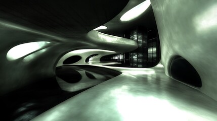 Obraz premium Futuristic, abstract architectural tunnel