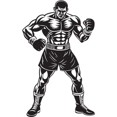 Fototapeta premium Boxer Training, and Motivation for Success pose vector pose on white background