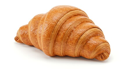 Freshly baked croissant on white background