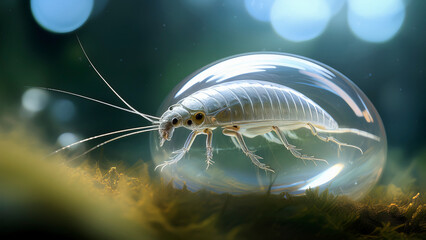 Silverfish Body in a Floating Bubble of Pristine Crystal