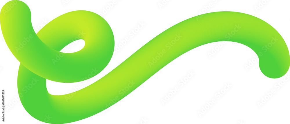 Aufkleber 3d green gradient line. abstract wavy and squiggle organic shape. swirl dynamic trendy element with 