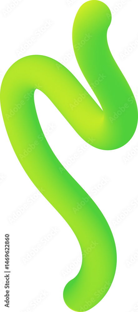 Aufkleber 3d green gradient line. abstract wavy and squiggle organic shape. swirl dynamic trendy element with 