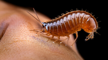 Super-Macro of a Springtail&rsquo;s Furcula Jumping Organ Flexed Underneath Its Body, Highlighting Hooks and Musculature