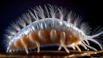 Super-Macro of a Springtail&rsquo;s Furcula Jumping Organ Flexed Underneath Its Body, Highlighting Hooks and Musculature