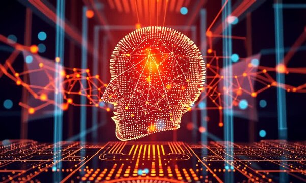 Abstract Digital Human Head Network Connection
