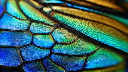 Wasp Wing Pattern Painted with Iridescent Oil Slick Swirls