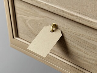 Blank Tag on Wooden Drawer