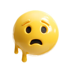 Fototapeta premium 3D Render of a Worried Emoji with Dripping Yellow Paint on Transparent Background