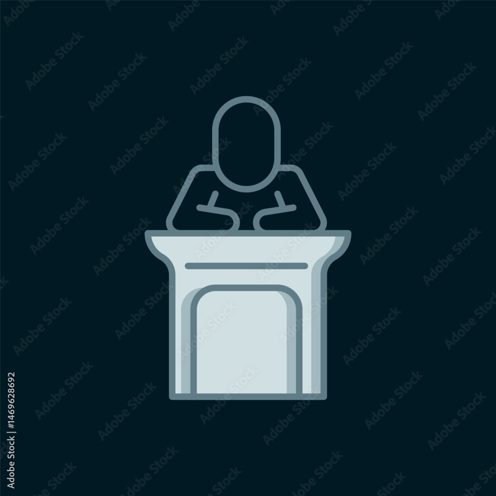 Poster line judge icon isolated on black background. flat filled outline style with shadow. vector
