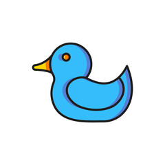 Color Rubber duck icon isolated on white background. Flat filled outline style with shadow. Vector