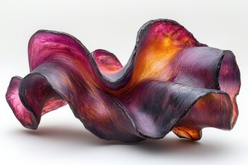 Abstract, flowing, sculpted form.  Intricate, vibrant colors