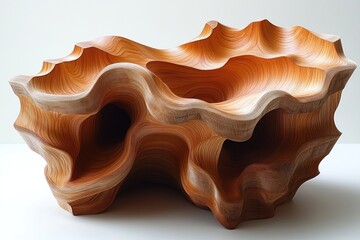 Abstract wooden sculpture, organic forms