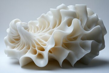Abstract, sculpted form with flowing, organic shapes