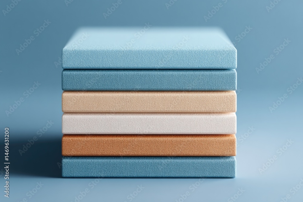 Poster capture clean image of stack of legendary music albums arranged in minimalistic design emphasizing t