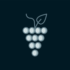 Line Bunch of grapes icon isolated on black background. Flat filled outline style with shadow. Vector
