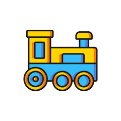 Color Toy train icon isolated on white background. Flat filled outline style with shadow. Vector