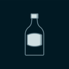 Line Beer bottle icon isolated on black background. Flat filled outline style with shadow. Vector