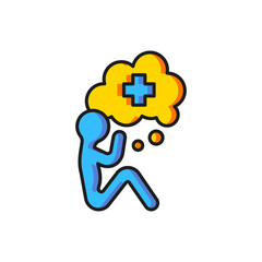 Color Helping hand icon isolated on white background. Flat filled outline style with shadow. Vector