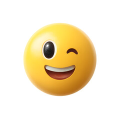 Fototapeta premium 3D Render of a Winking Smiley Face Emoji on Transparent Background