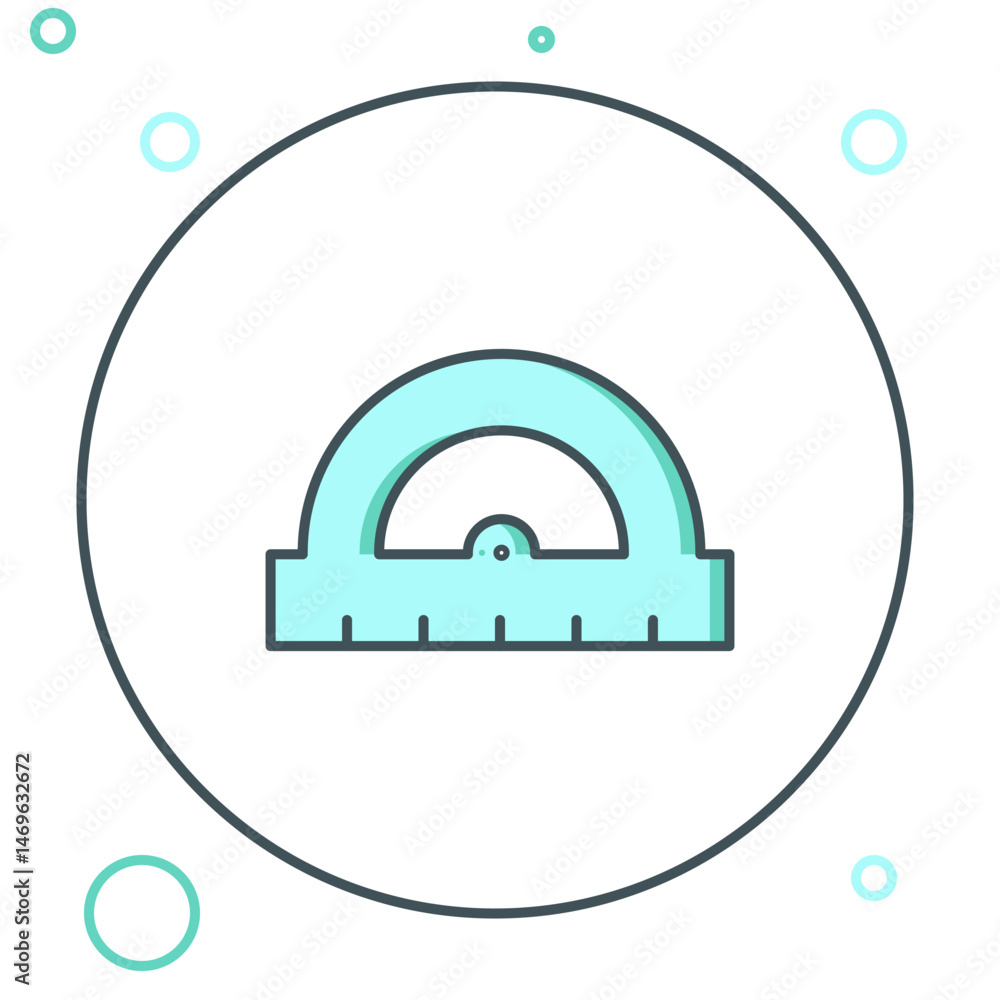 Poster line protractor grid for measuring degrees icon isolated on white background. tilt angle meter. meas