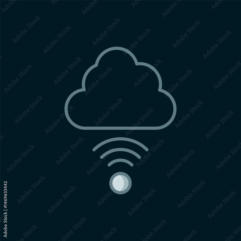 Poster line network cloud connection icon isolated on black background. social technology. cloud computing 