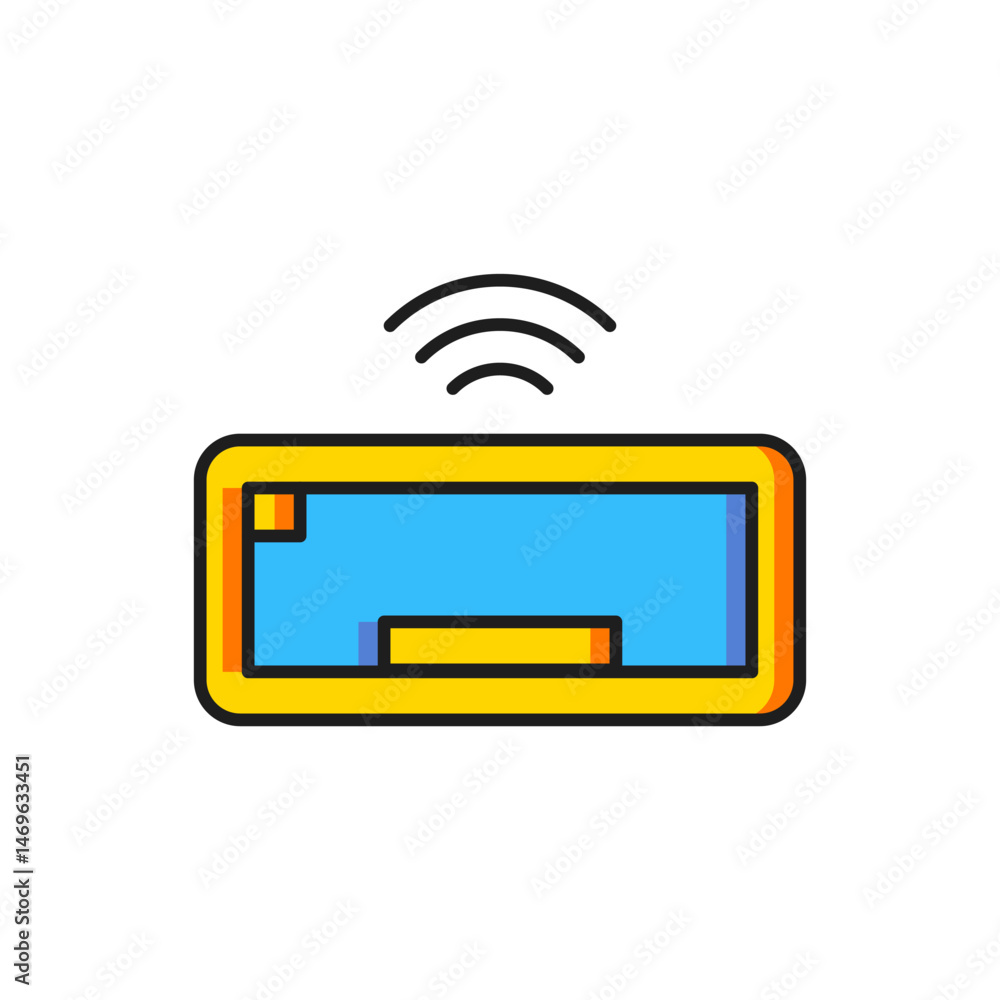Poster color computer keyboard icon isolated on white background. pc component sign. flat filled outline st