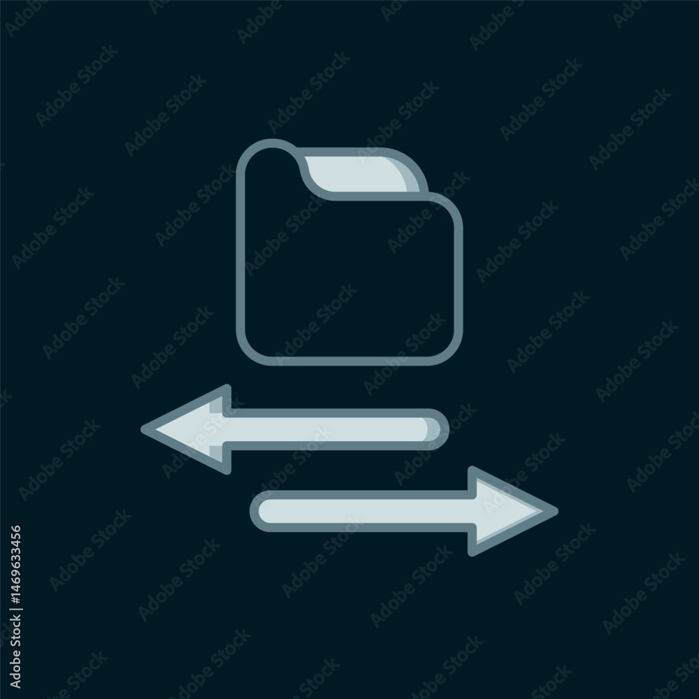 Poster line transfer files icon isolated on black background. copy files, data exchange, backup, pc migrati
