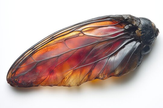 Amber insect wing, detailed close-up (1)
