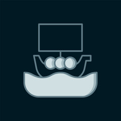 Line Ancient viking scandinavian drakkar icon isolated on black background. Viking transport ship. Flat filled outline style with shadow. Vector