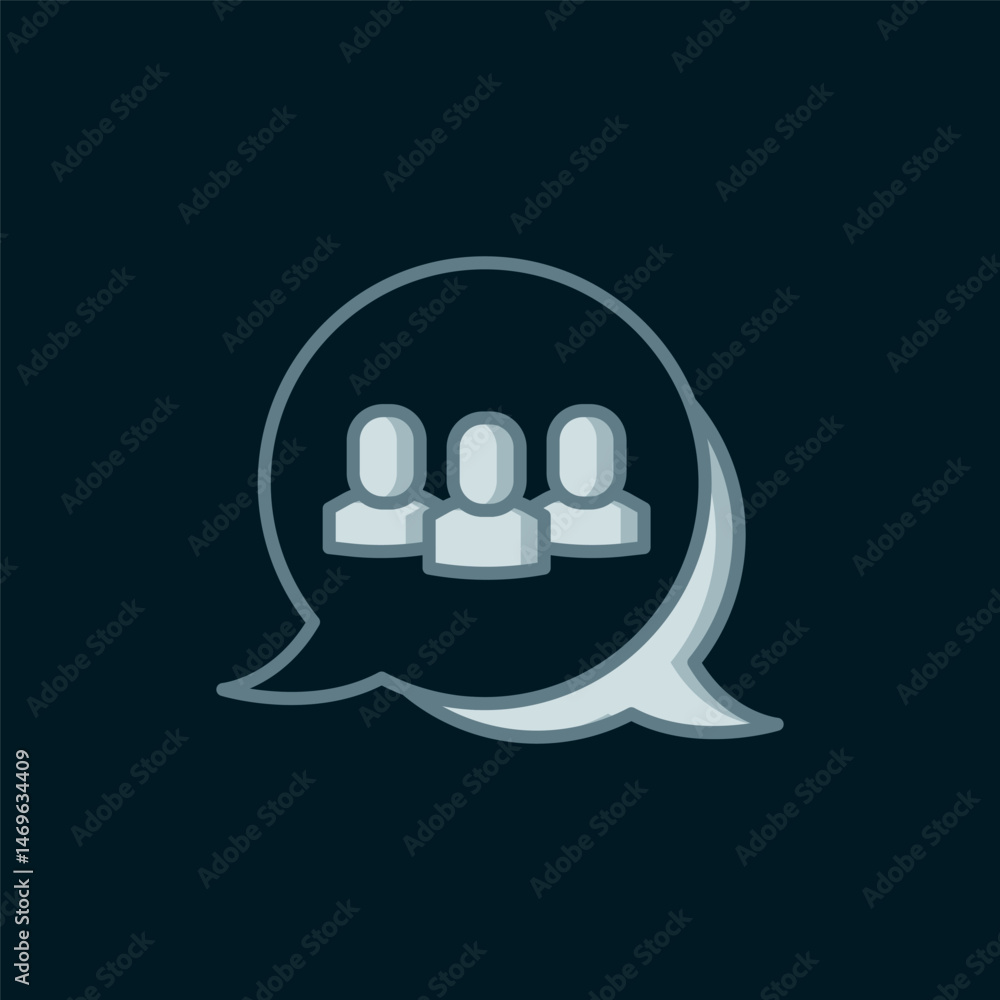 Poster line project team base icon isolated on black background. business analysis and planning, consulting