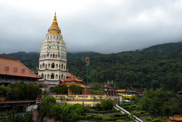 Kek Lok Si Temple in Penang, Malaysia Surrounded by Lush Greenery - Scenic view of the Kek Lok Si Temple, one of the largest and most famous Buddhist temples in Southeast Asia.