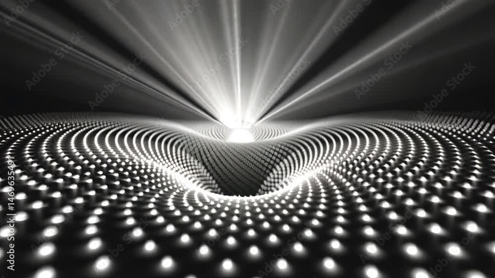 Poster mesmerizing abstract design of glowing dots and waves, radiating light in various directions, creati