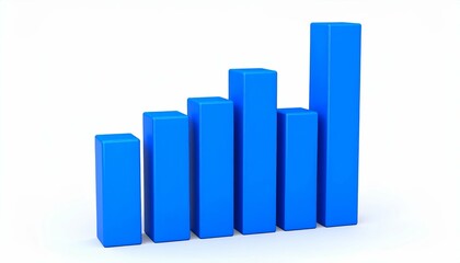 3D bar chart icon on ultra white background in brightly lit studio with soft shadow for clean and modern design projects