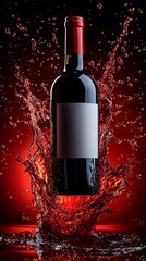 Fototapeta premium Red wine bottle with splash (6)