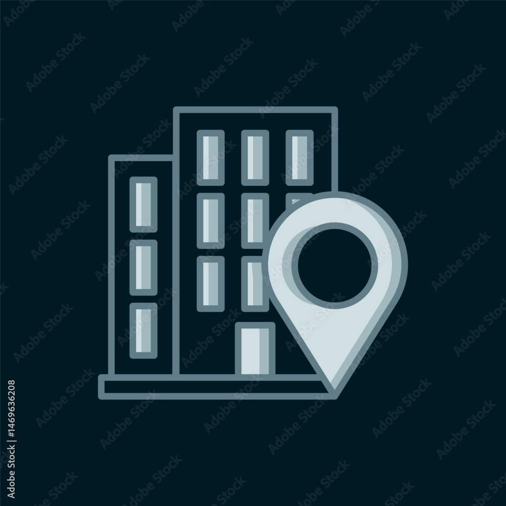 Poster line map pointer with house icon isolated on black background. home location marker symbol. flat fil