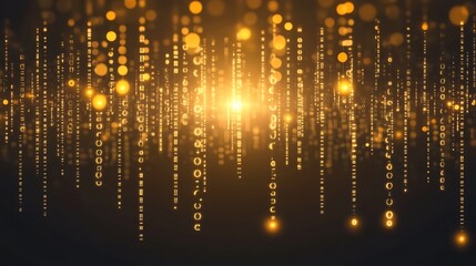 Naklejka premium Golden digital rain