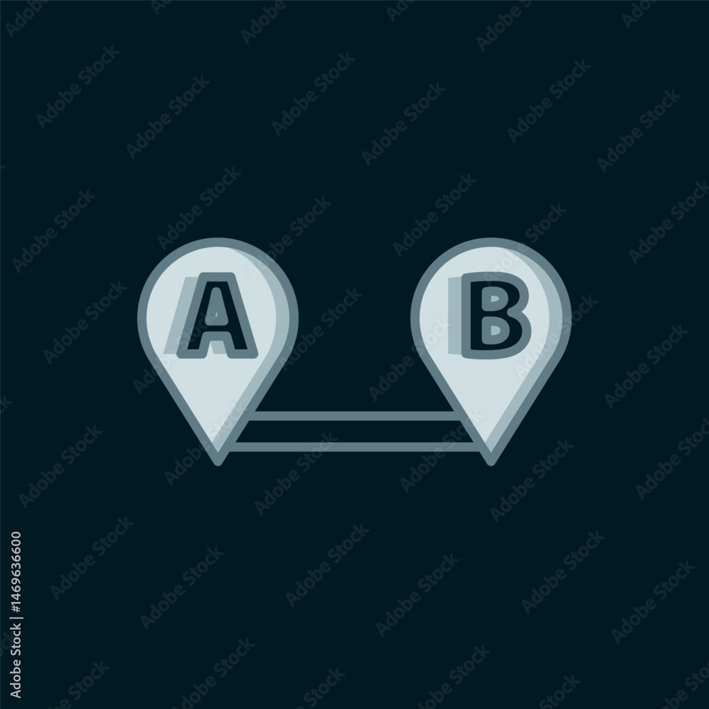 Poster line route location icon isolated on black background. map pointer sign. concept of path or road. gp