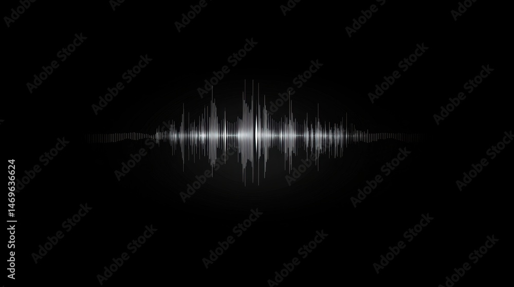 Poster a digital audio waveform with a sharp peak and a smooth decay.