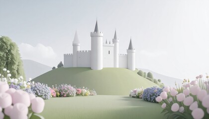 Castle in Field with Flowers