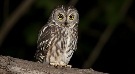Fototapeta premium Majestic Owl Night Hunter Bird Wildlife Photography Dark Forest Nature Animal Portrait