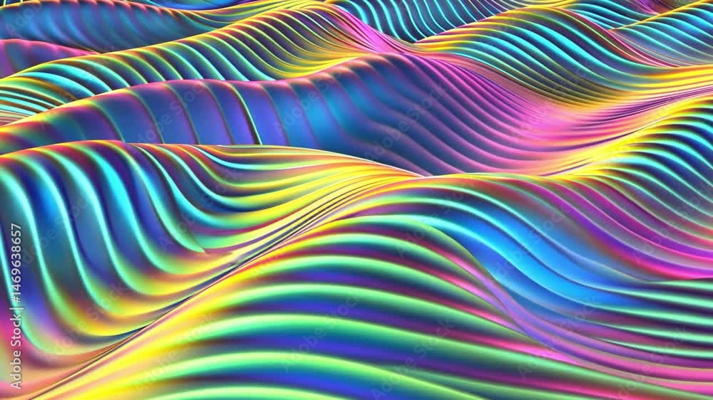 Poster vibrant and colorful abstract wave pattern smooth curves and gradients create mesmerizing visual exp