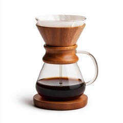 Elegant Chemex Coffee Maker with Wooden Handle and Glass Carafe