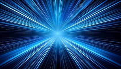 abstract blue light streaks converging at a center point