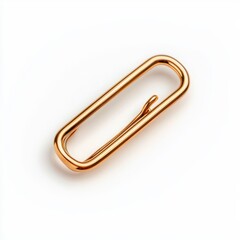 Elegant Golden Paper Clip on White Background for Office Use
